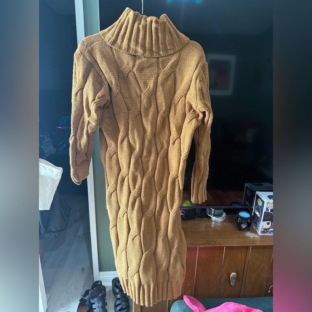 Cozy Cable Knit Turtleneck Sweater dress